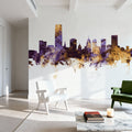 Oklahoma City Skyline Purple & Gold Mural Wallpaper - room preview 05