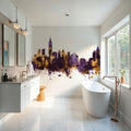 Taipei Taiwan Skyline Purple & Gold Mural Wallpaper - room preview 05