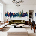 Valladolid Spain Skyline Blue & Bronze Mural Wallpaper - room preview 05