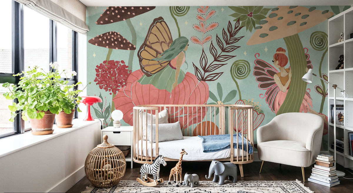 Floralscape Fairies I Mural Wallpaper - room preview 05