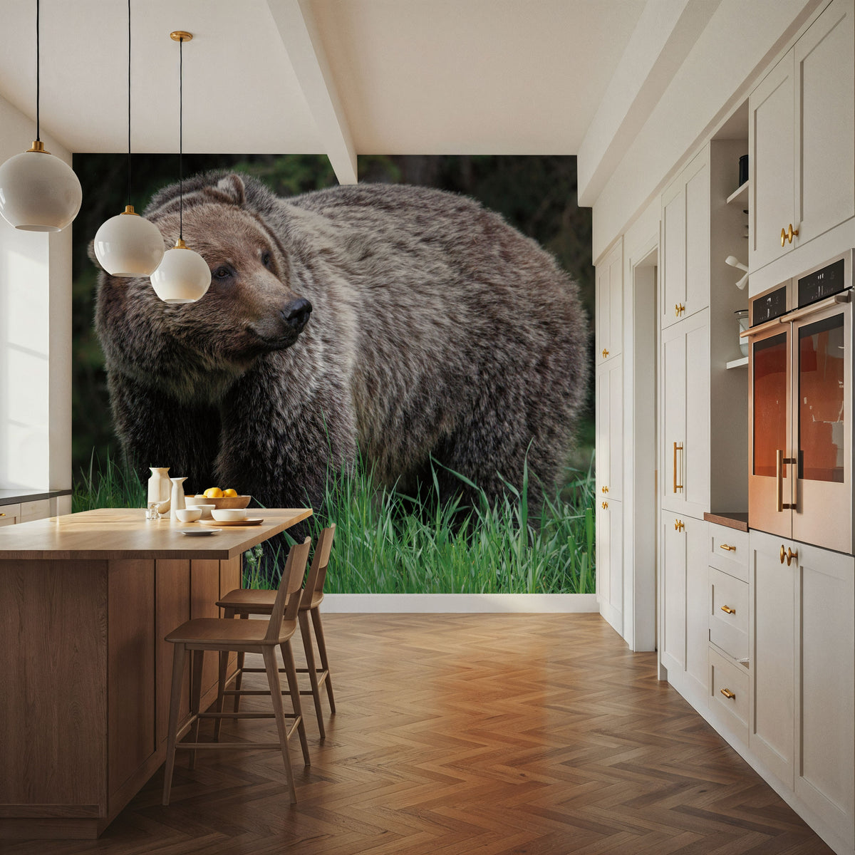 British Columbia Grizzly in a Field Mural Wallpaper - room preview 05