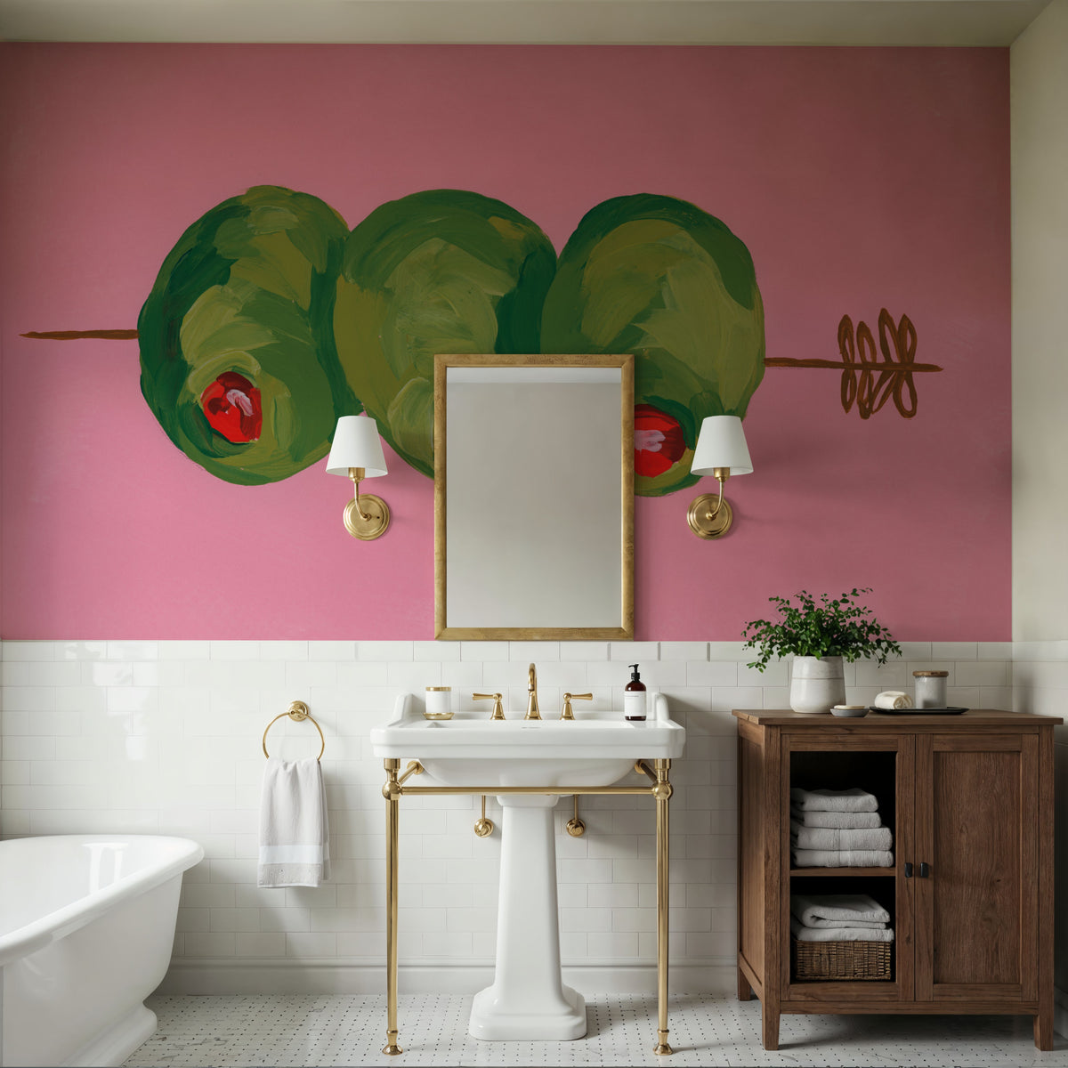 Elegant Olives I Mural Wallpaper - room preview 05
