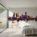 Darwin Australia Skyline Purple & Gold Mural Wallpaper - room preview 05