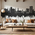 Savannah Georgia Skyline Black & White Mural Wallpaper - room preview 05