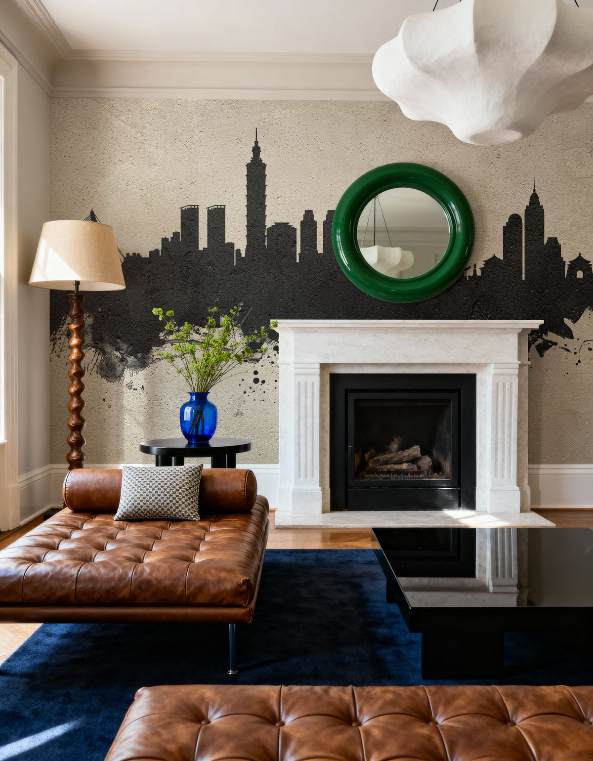 Taipei Taiwan Skyline Concrete Mural Wallpaper - room preview 05