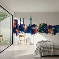 Galaţi Romania Skyline Blue & Bronze Mural Wallpaper - room preview 05