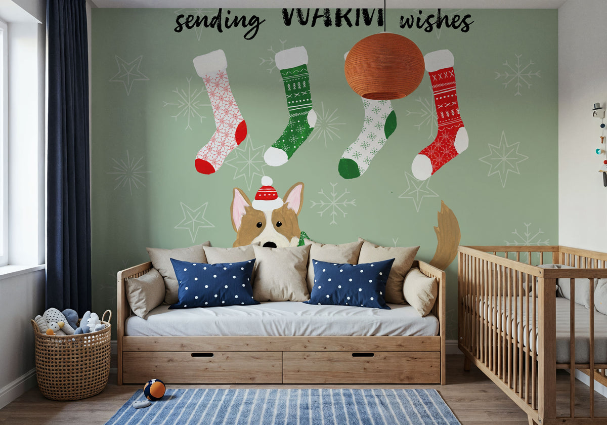 Puppy It's Cold Outside III Mural Wallpaper - room preview 05