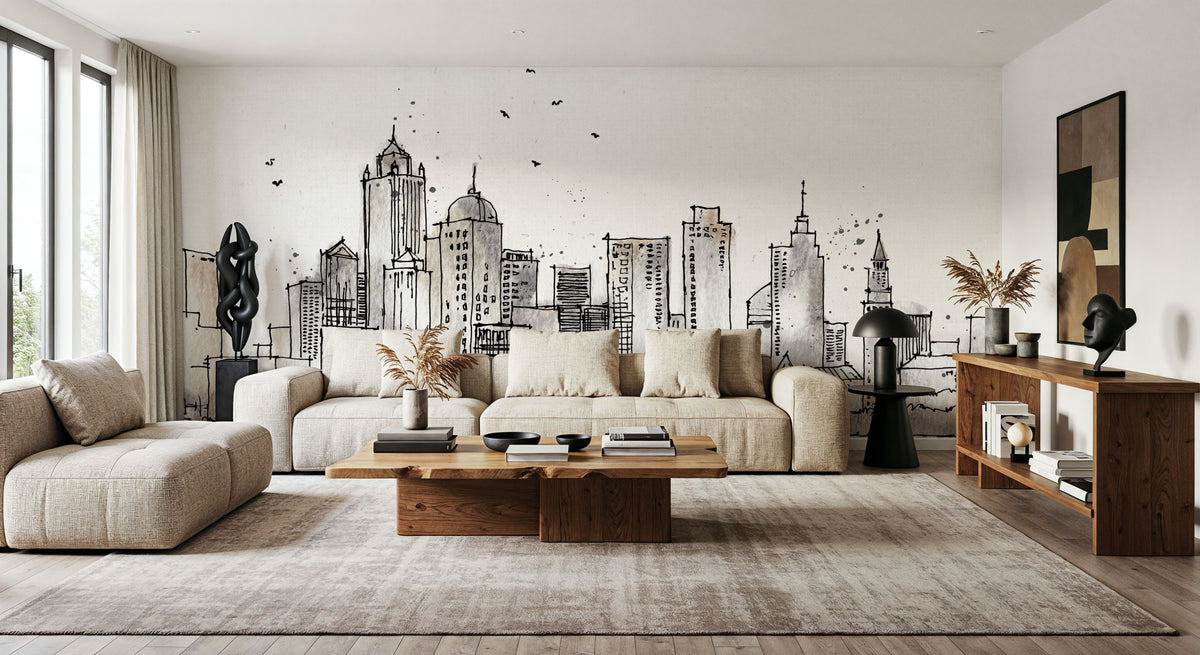 Skyline Sketches Boston Mural Wallpaper - room preview 05