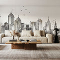 Skyline Sketches Boston Mural Wallpaper - room preview 05