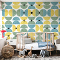 Homley Retro Shapes, Green Mural Wallpaper - room preview 05