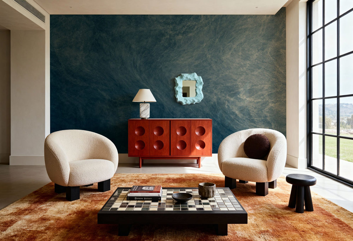 Cloud Drift Mural Wallpaper - Blue Tone - room preview 05