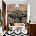 Highland Meadow Portrait Sepia Mural Wallpaper - room preview 05