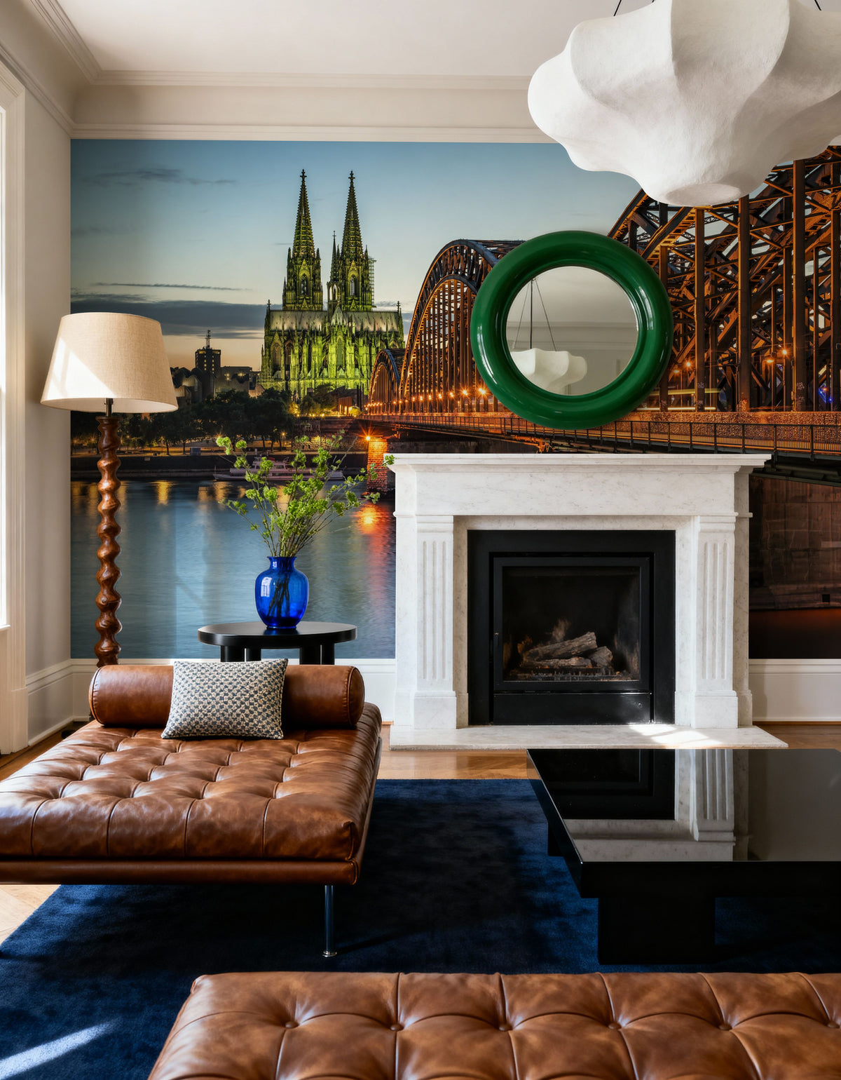Hohenzollern Bridge At Night Mural Wallpaper - room preview 05