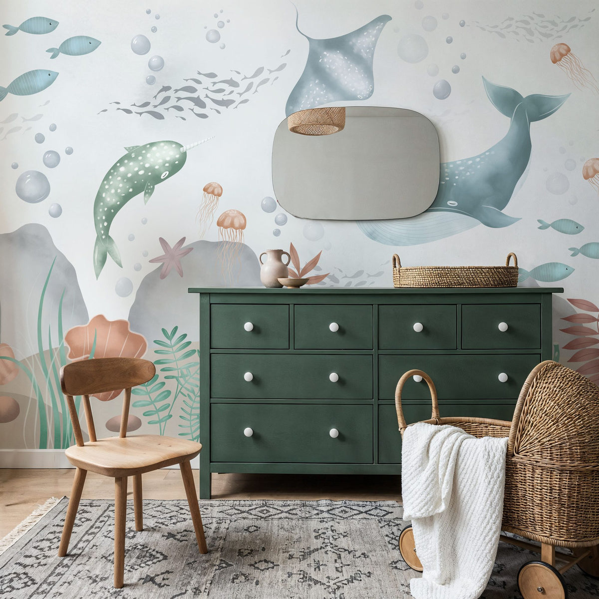 Ocean Paradise, Seafoam Mural Wallpaper - room preview 05