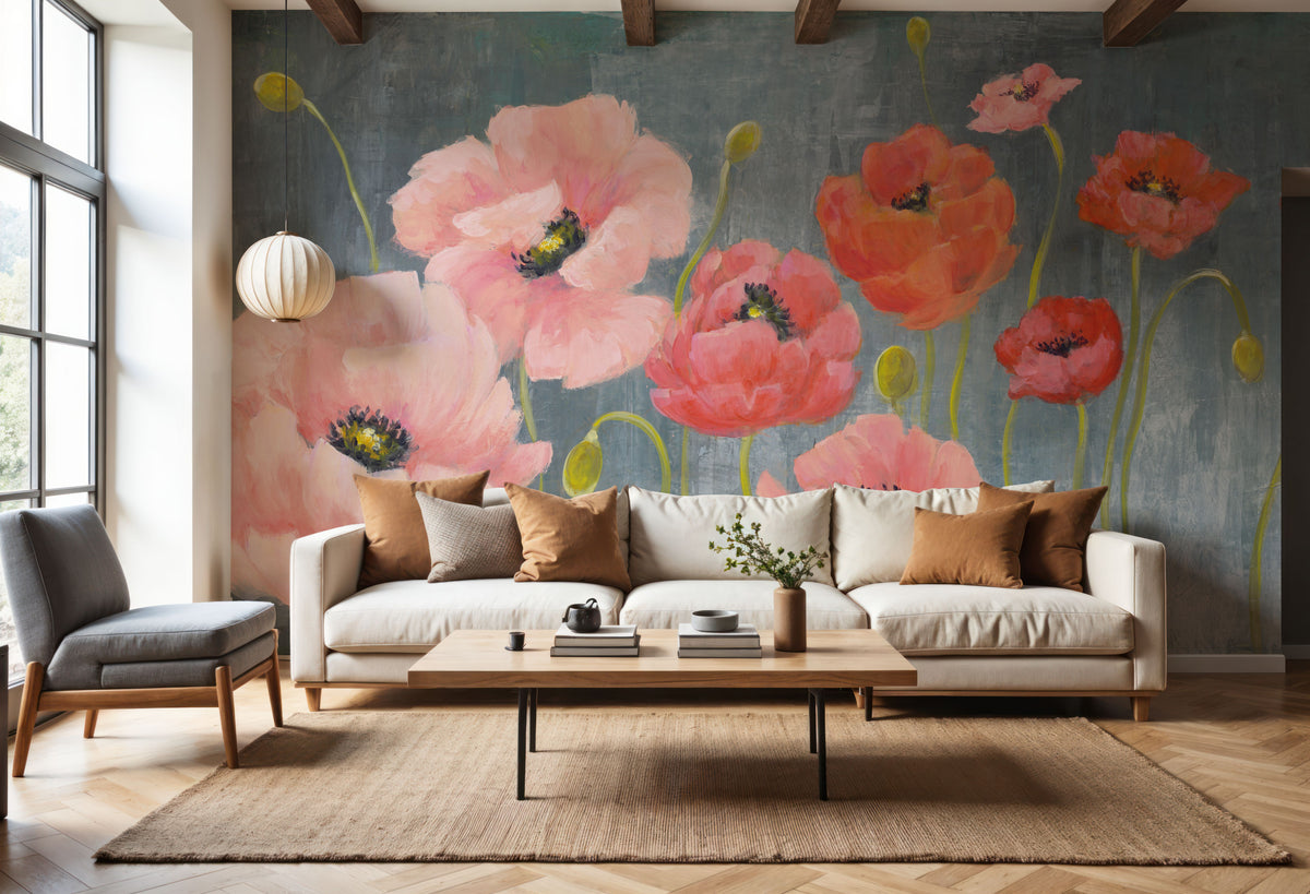 Poppy Party Mural Wallpaper - room preview 05