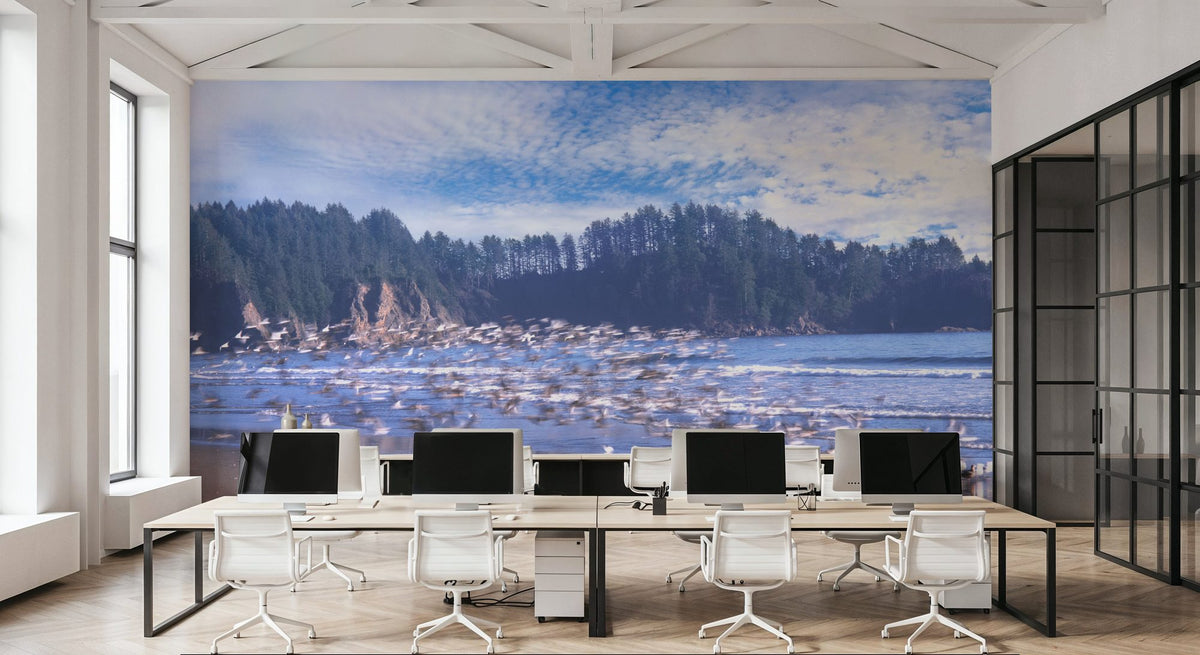 Seagull Beach Mural Wallpaper - room preview 05