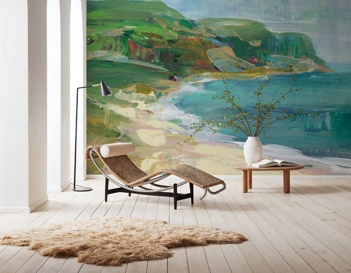 Painterly Beach Mural Wallpaper - room preview 05