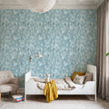 Forest Lanterns, Dusty Blue Mural Wallpaper - room preview 05