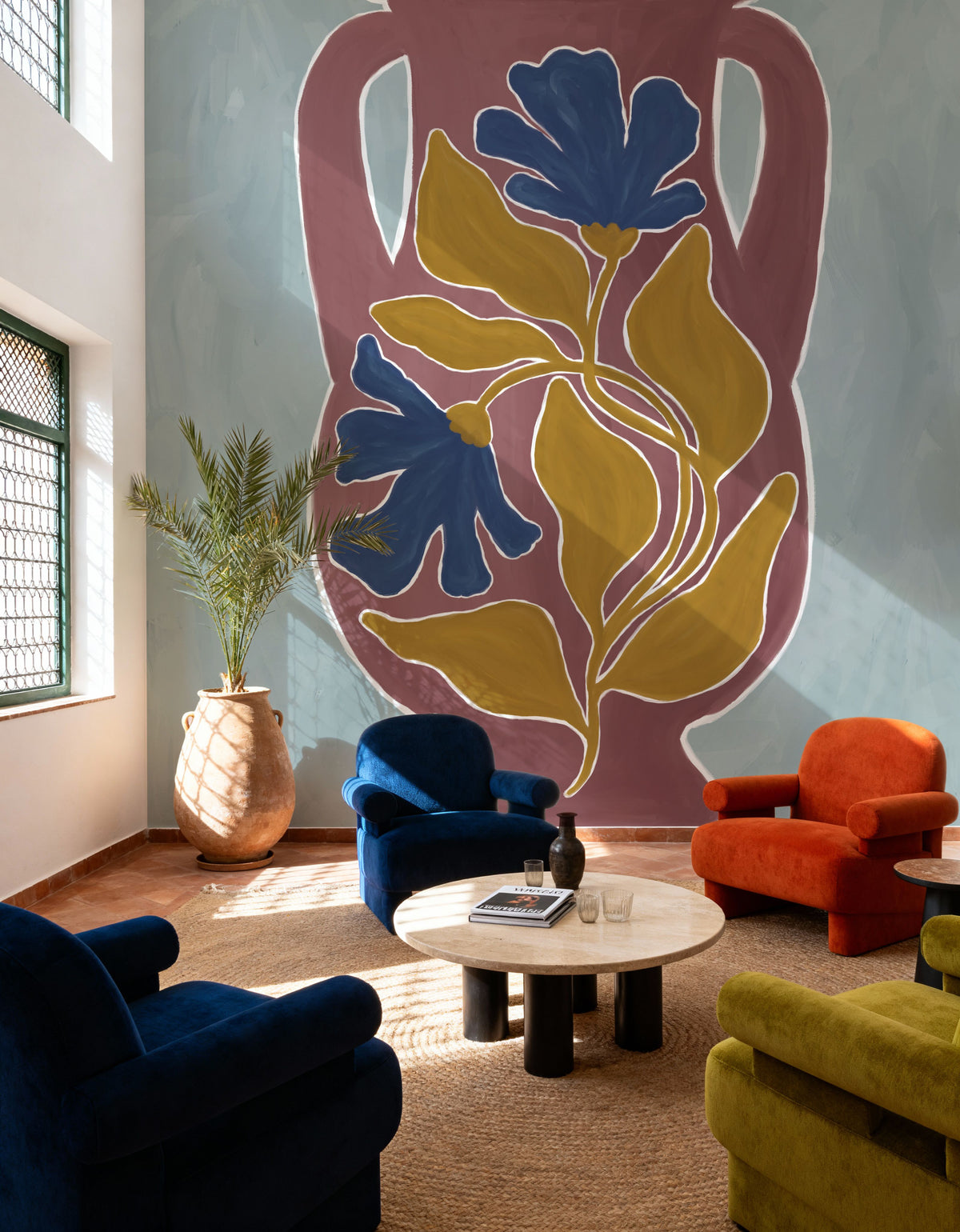 Modern Floral Vase II Mural Wallpaper - room preview 05