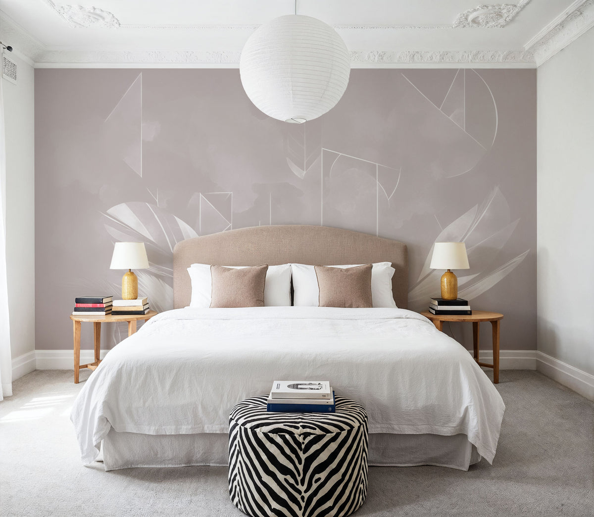 Solid Feather Geometry Warm Mural Wallpaper - room preview 05
