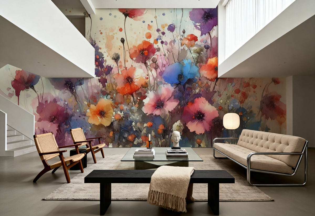Vibrant Meadow of Wildflowers in Bloom Mural Wallpaper - room preview 05