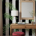 Black & White Stripe Leaves Mural Wallpaper - room preview 05