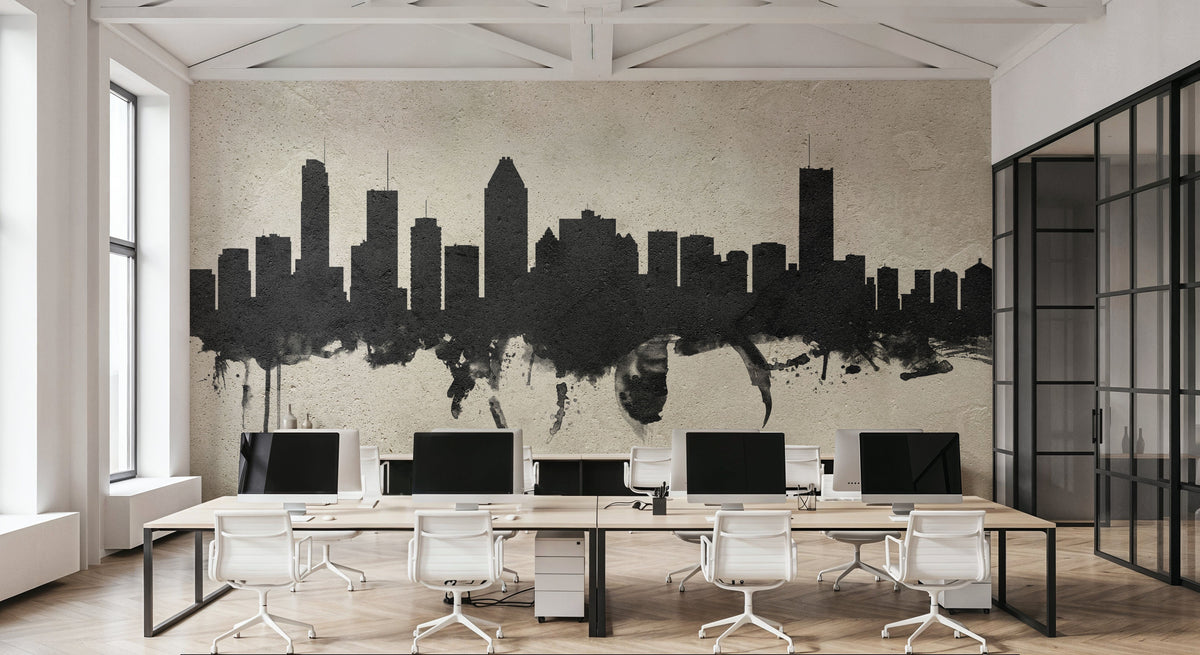 Montreal Canada Skyline Concrete Mural Wallpaper - room preview 05
