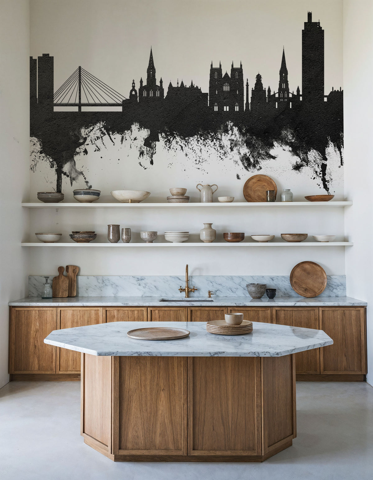 Nantes France Skyline Black & White Mural Wallpaper - room preview 05
