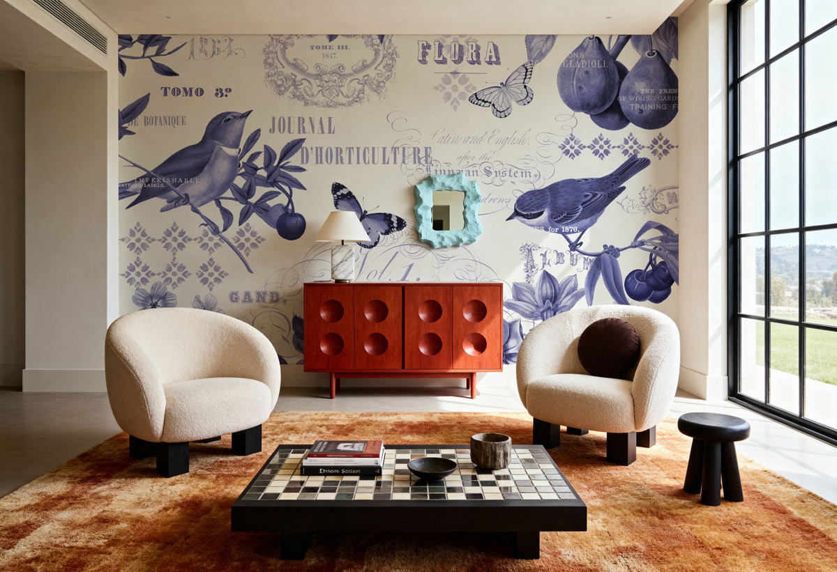 Botanical Blue I Mural Wallpaper - room preview 05