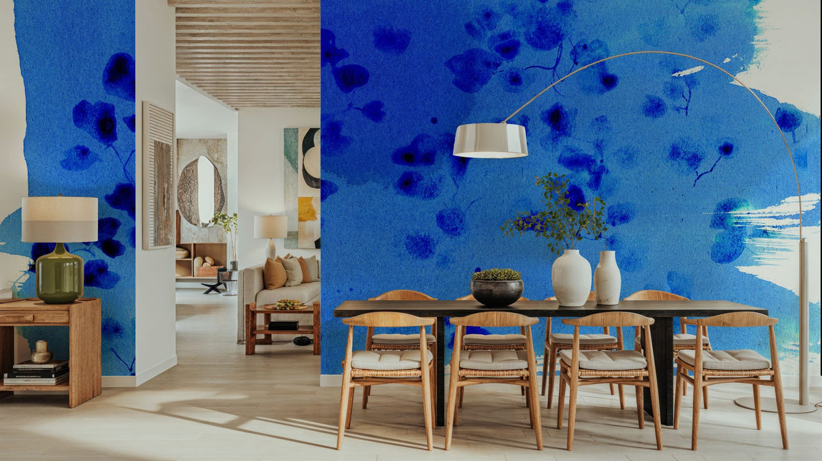 Singing Cloud, Indigo Mural Wallpaper - room preview 05