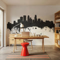 Minneapolis Minnesota Skyline Black & White Mural Wallpaper - room preview 05