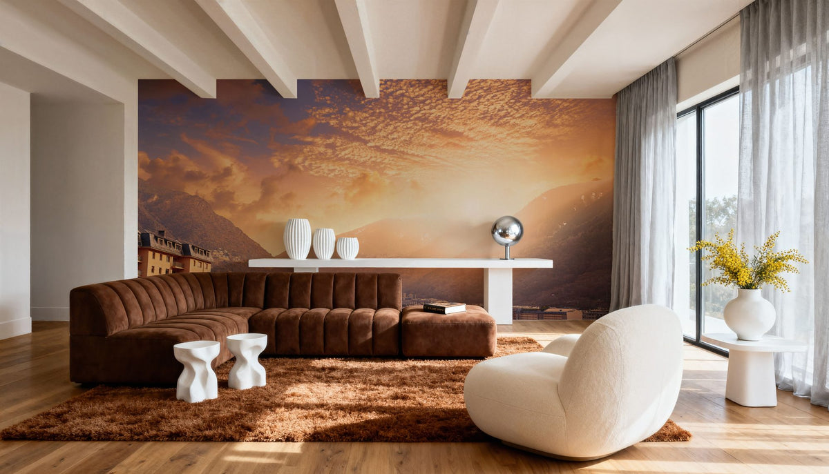 Mountain Twilight Village Mural Wallpaper - room preview 05