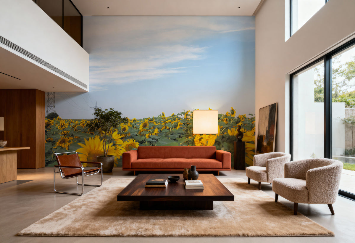Sunflowers & Steel Mural Wallpaper - room preview 05