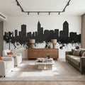 Raleigh North Carolina Skyline Black & White Mural Wallpaper - room preview 05
