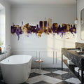 Tucson Arizona Skyline Purple & Gold Mural Wallpaper - room preview 05