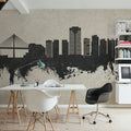 Long Beach California Skyline Concrete Mural Wallpaper - room preview 05