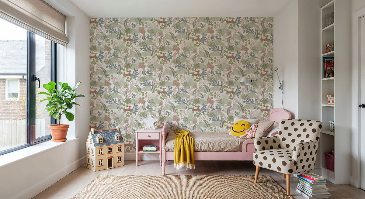 Wild and Free Pattern, Eggshell Mural Wallpaper - room preview 05