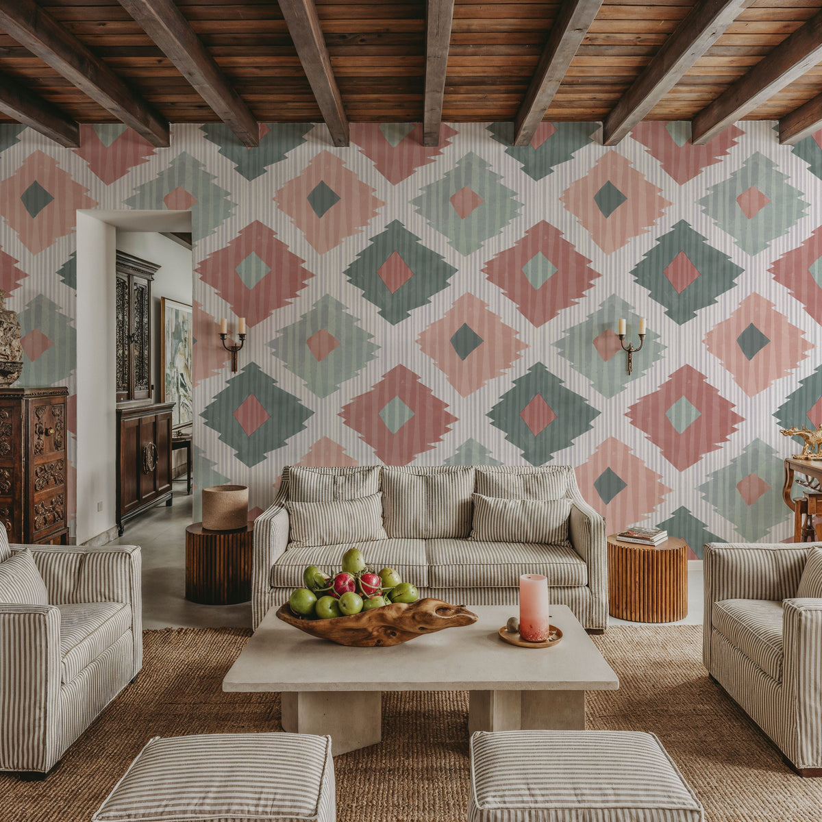 Ikat Pattern V Mural Wallpaper - room preview 05