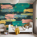 Shape and Splash Dark Mural Wallpaper - room preview 05