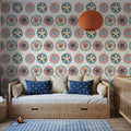 Boho Circles White Mural Wallpaper - room preview 05