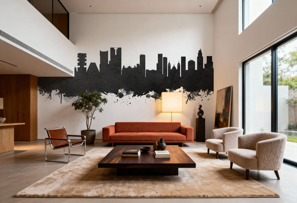 Rio De Janeiro Brazil Skyline Black & White Mural Wallpaper - room preview 05