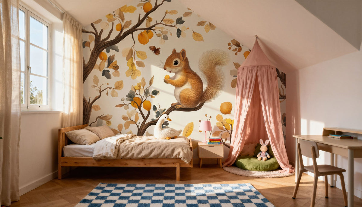 Squirrel Tree Mural Wallpaper - room preview 05