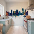 Corpus Christi Texas Skyline Blue & Bronze Mural Wallpaper - room preview 05