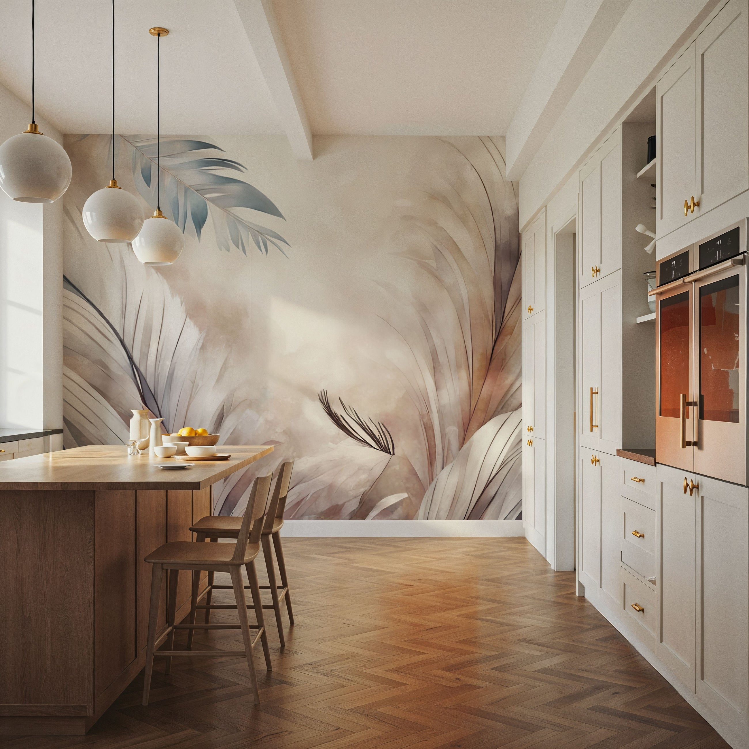 Feathers Magic Brown Mural Wallpaper