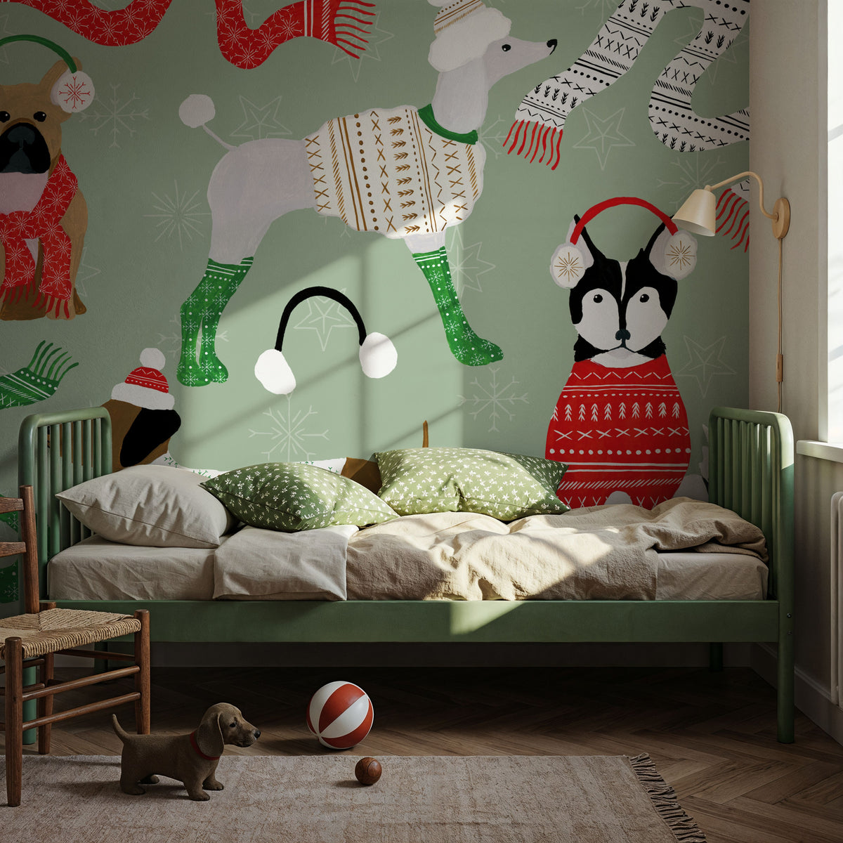 Puppy It's Cold Outside I Mural Wallpaper - room preview 05