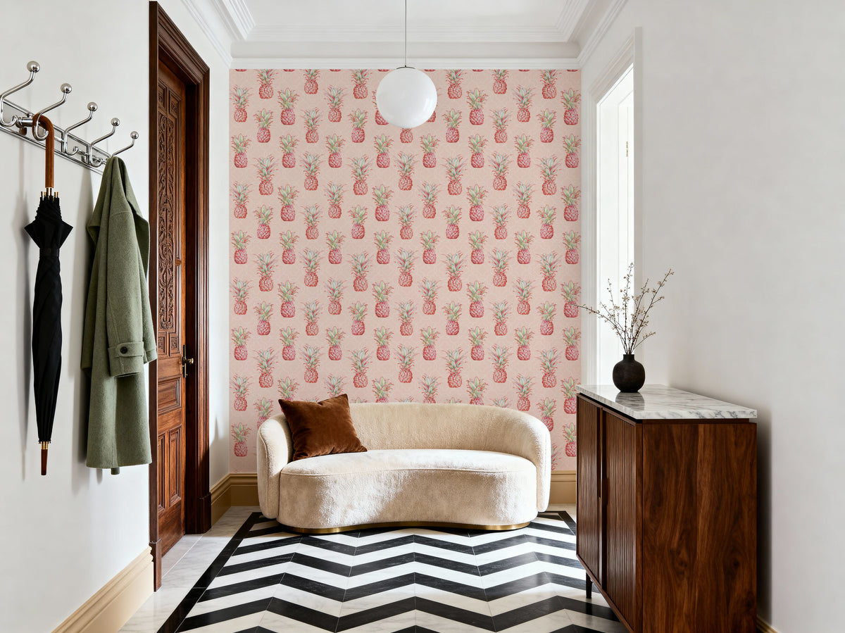 Pineapple Goals Pink Mural Wallpaper - room preview 05