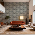Fruit Tree Bower, Blue on Mauve Mural Wallpaper - room preview 05