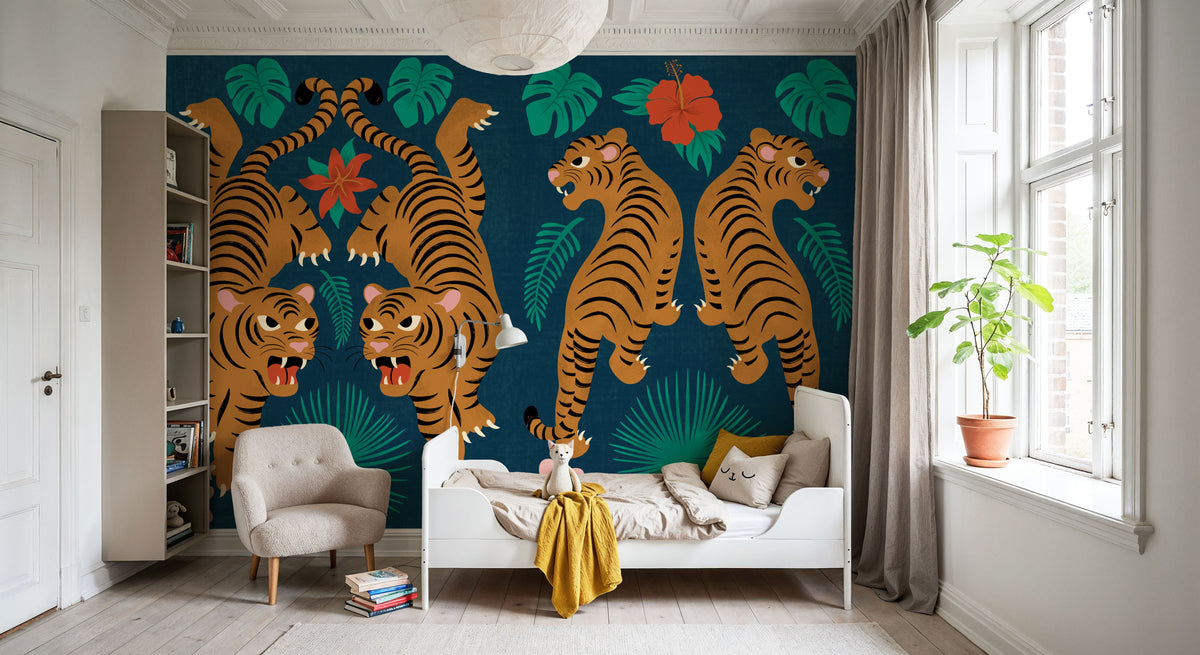 Jungle Tigers Mural Wallpaper - room preview 05