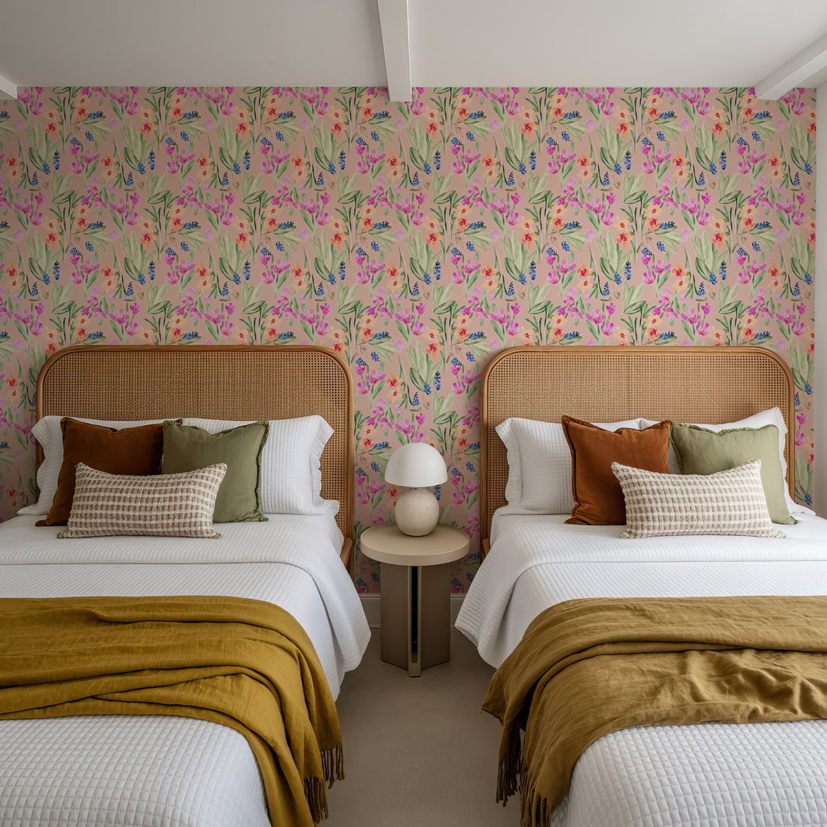 Flower Blush Dusty Pink Mural Wallpaper - room preview 05