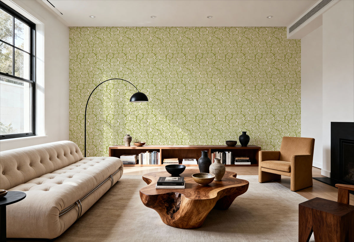 Hydrangea, Pistachio Mural Wallpaper - room preview 05
